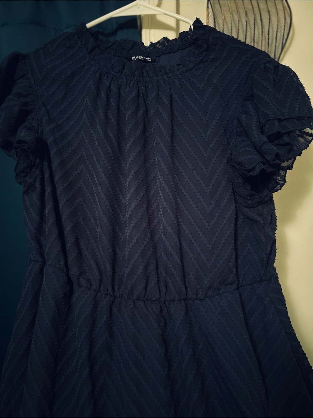 NWOT Navy Blue Ruffled Sleeve Dress